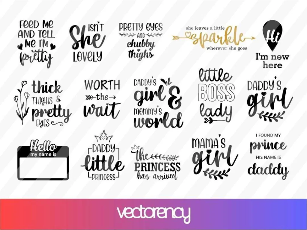 15 Baby Girl SVG Bundle