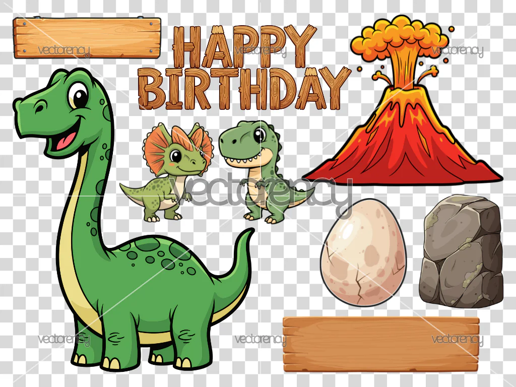 Dinosaurs Cake Topper PNG HD Transparent Happy Birthday