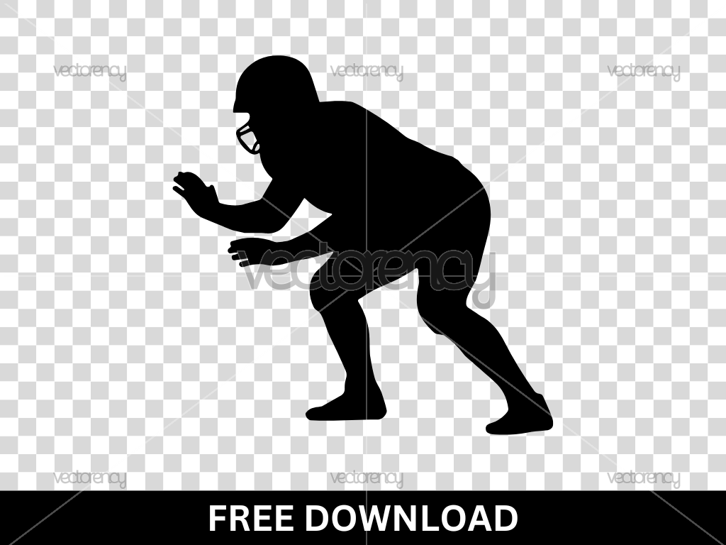 American Football Silhouette Blocking SVG Cut File Free