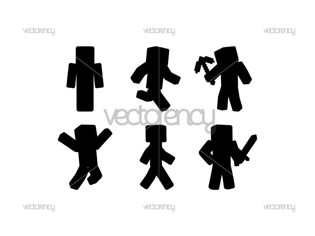 Minecraft Steve Silhouette Vector SVG PNG DXF