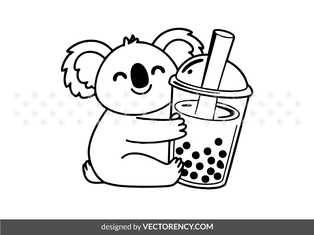 Koala Boba Outline SVG PNG