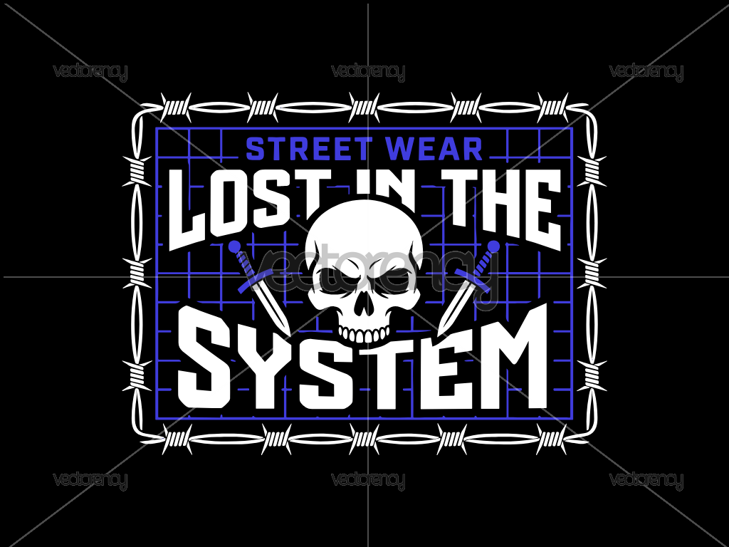 Lost in the System Streetwear Design Vector Premium