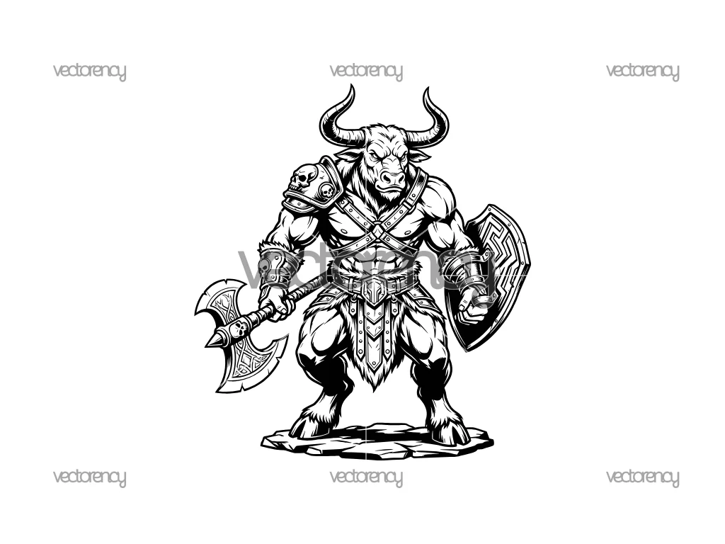 Minotaur Vector Illustration, Mythology Clipart SVG