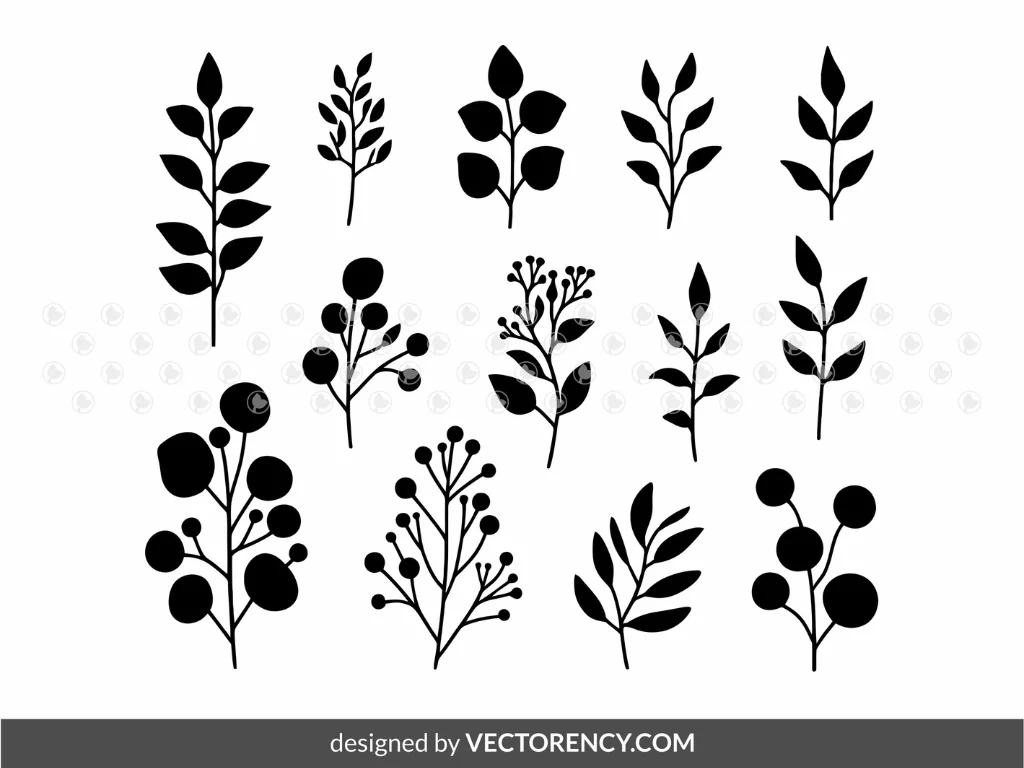 Eucalyptus Element Set (SVG, EPS, DXF, PNG)