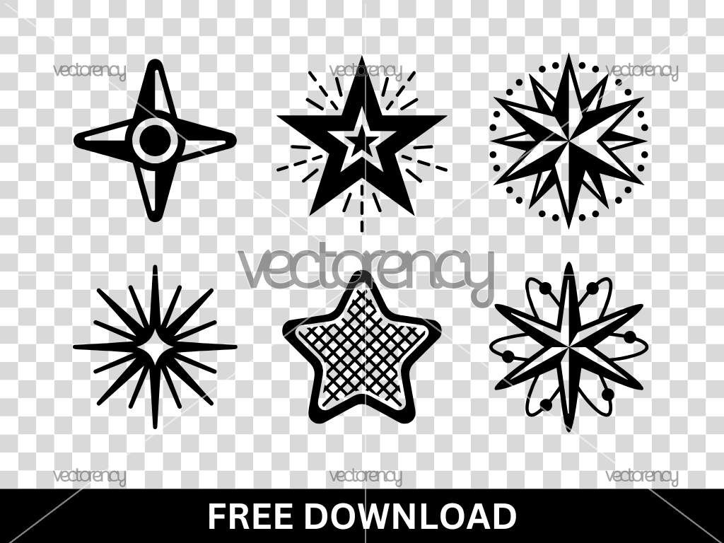 Retro Style Stars Vector Clipart Image