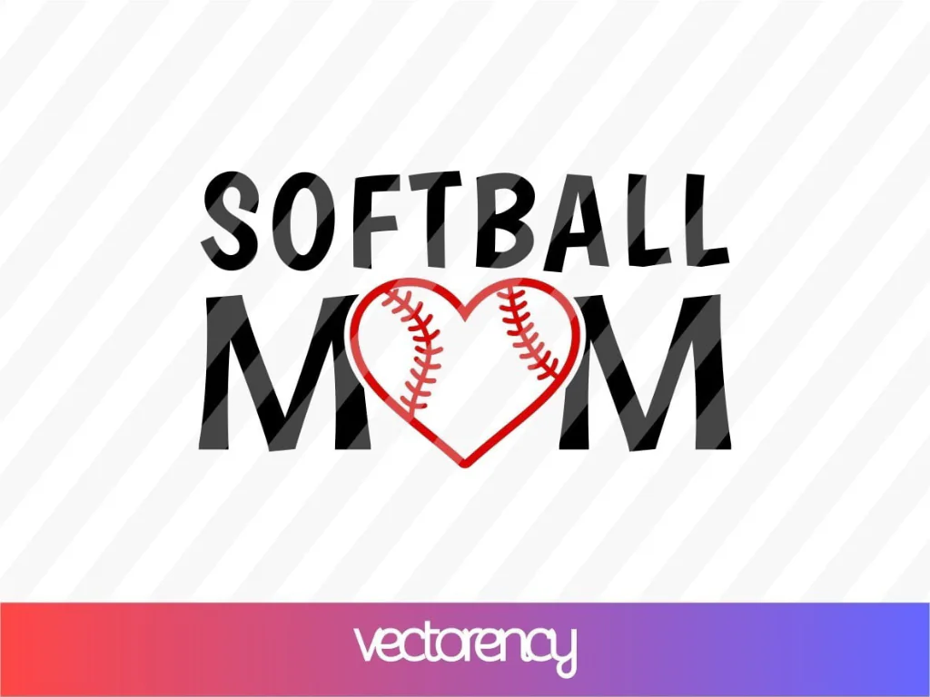 Heart Softball Mom SVG