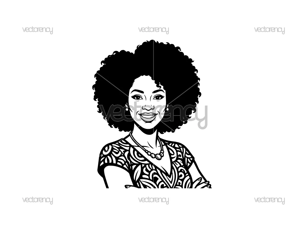 Curly Afro Hairstyle Vector PNG