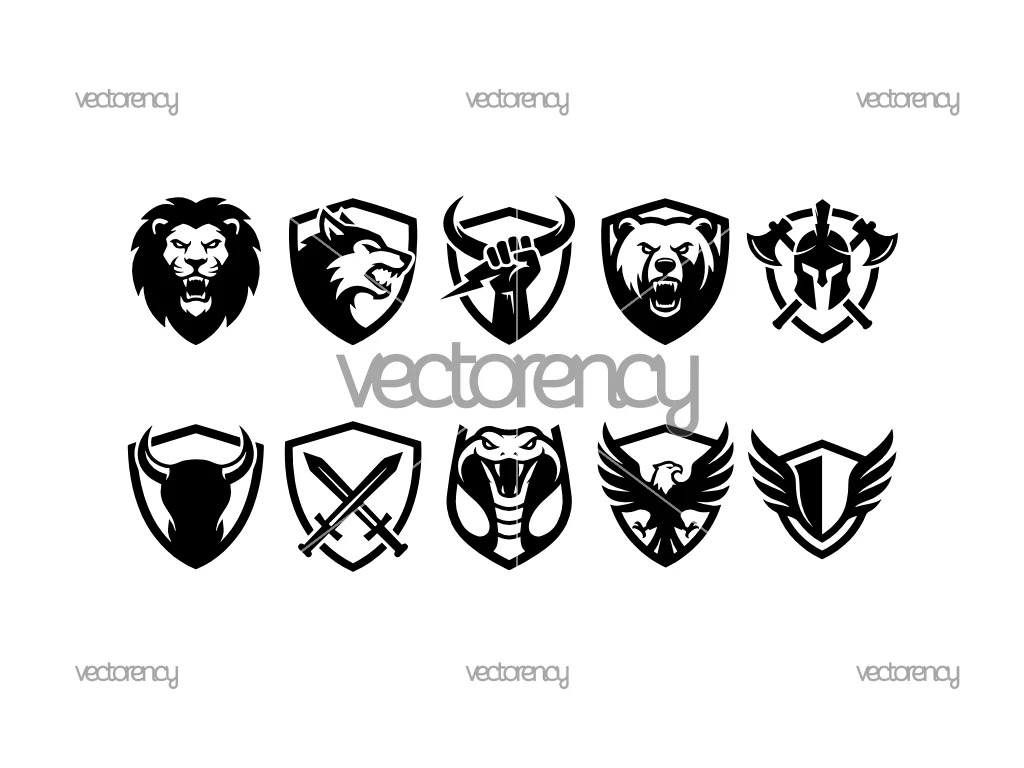 Aggressive Sports Team Shield and Badge SVG Cut Files