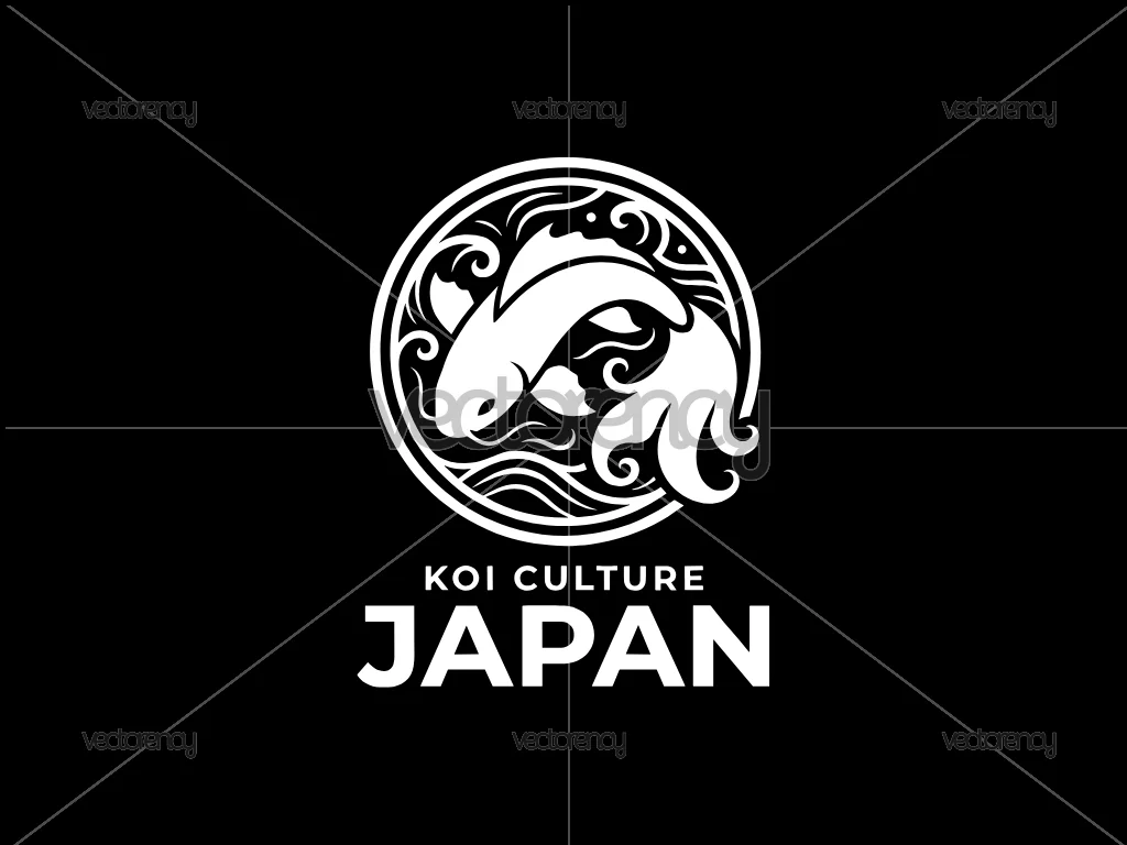Black Design Koi Fish Vector Image