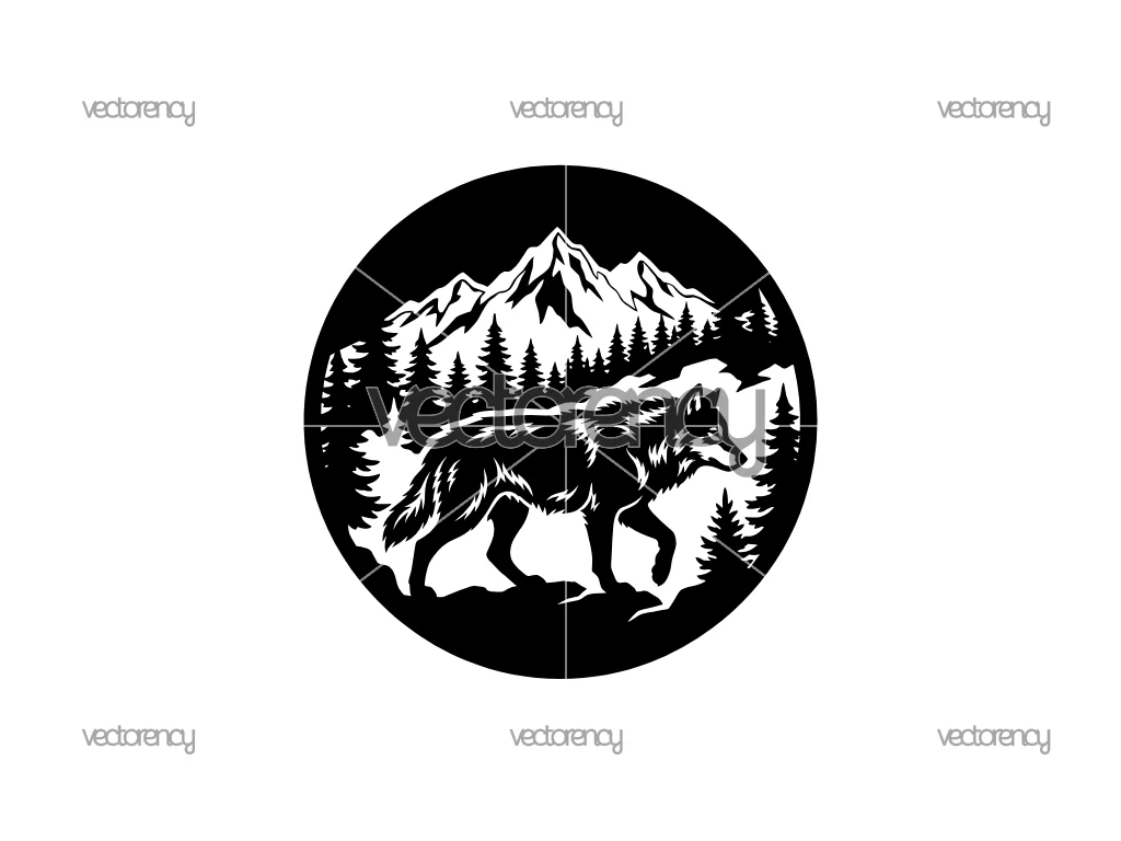 Wolf Mountain Stencil CNC Cut Files