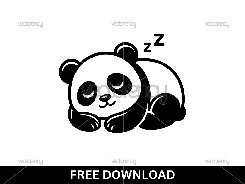 Beautiful Sleeping Little Panda Free SVG Cricut