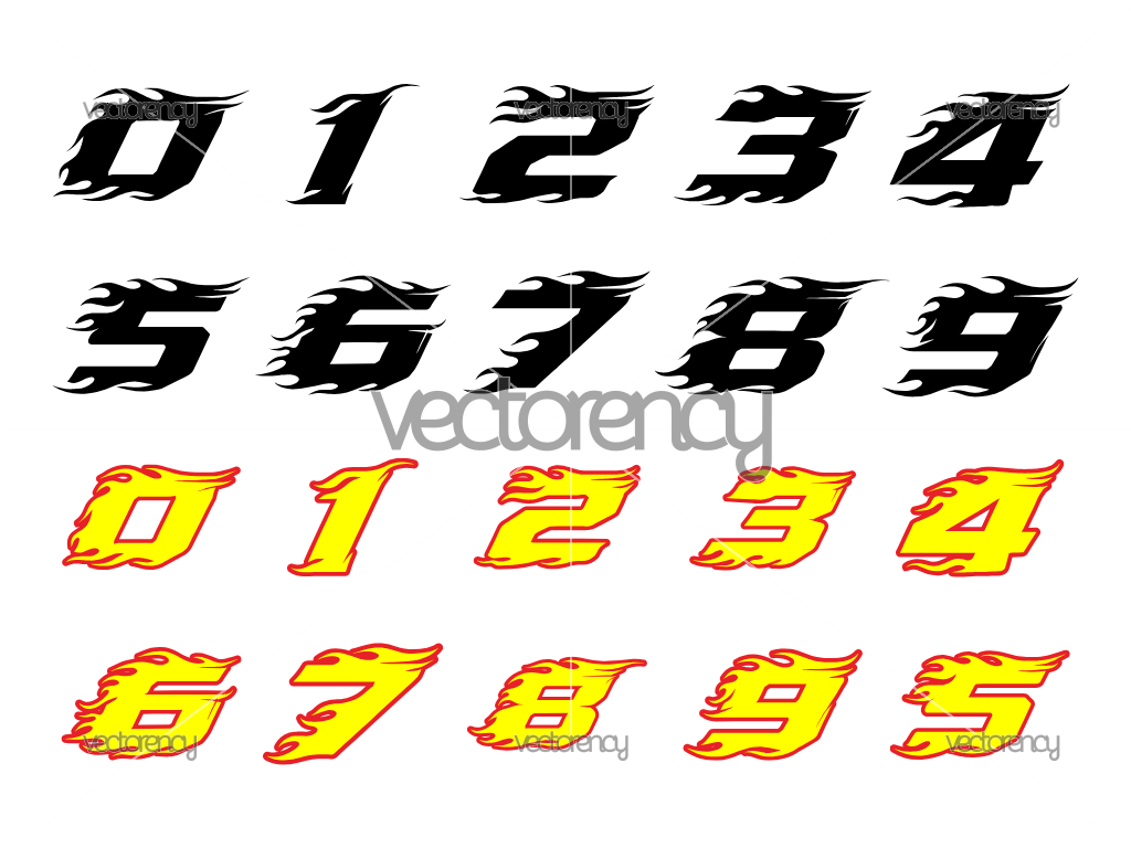 Racing Number Flames Vector