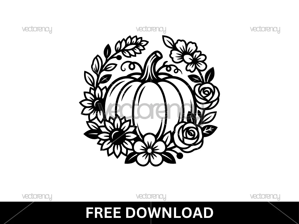 Pumpkin Decorative Flowers Free SVG
