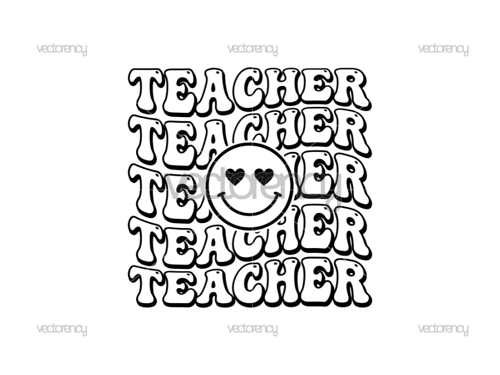 Teacher Retro Wavy SVG PNG EPS DXF