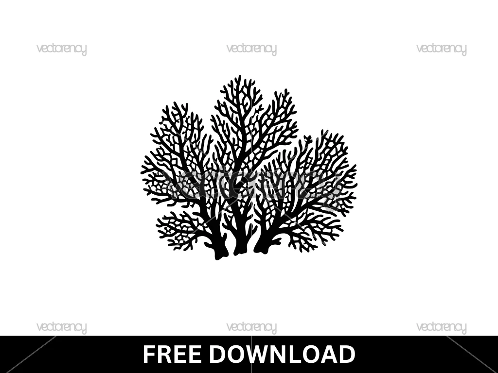Black Silhouette of a Sea Coral Vector Free