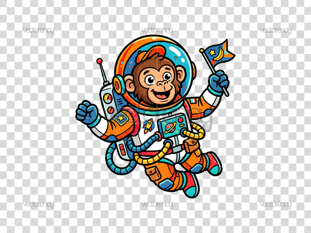 Cartoon Monkey Astronaut Clipart