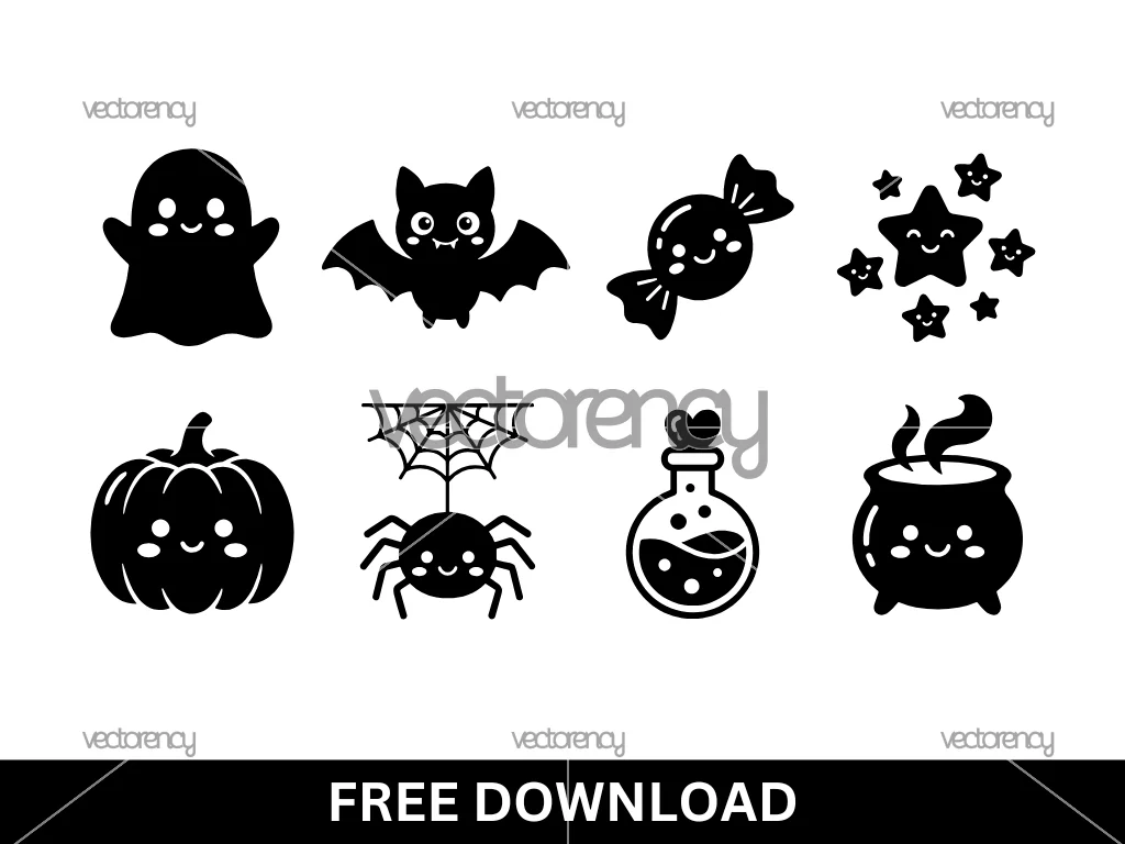 Spooky Cute Not Scary SVG, Ghost, Bat, Candy, Stars
