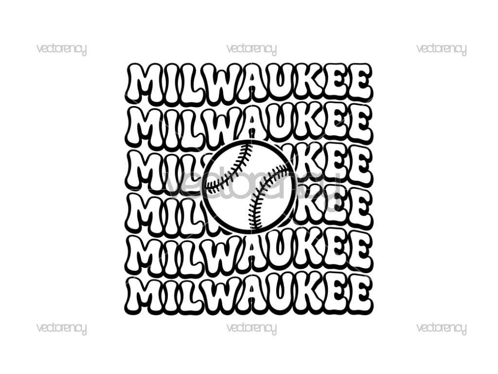 Milwaukee Baseball Mirror Text Retro Shirt Design Vector