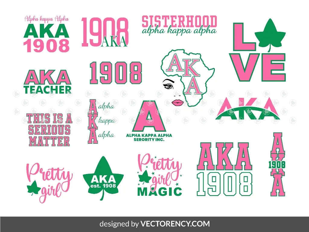 AKA SVG Cricut 1908 Logo Clipart Bundle