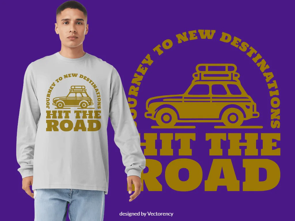 Road Trip Car T-Shirt Design Vector Download