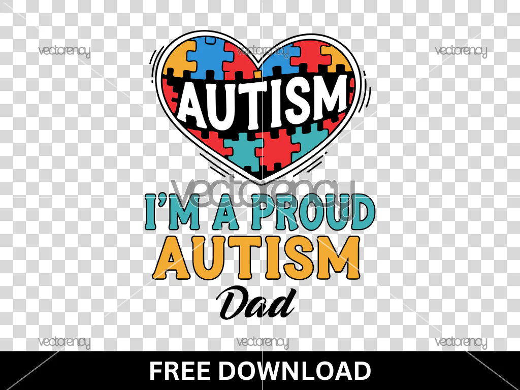Proud Autism Dad Design Poster PNG Free Download