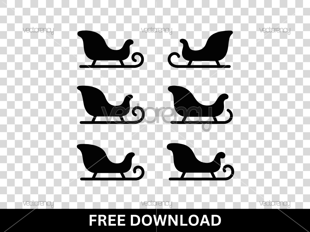 Simple Santa Sleigh Silhouette Free