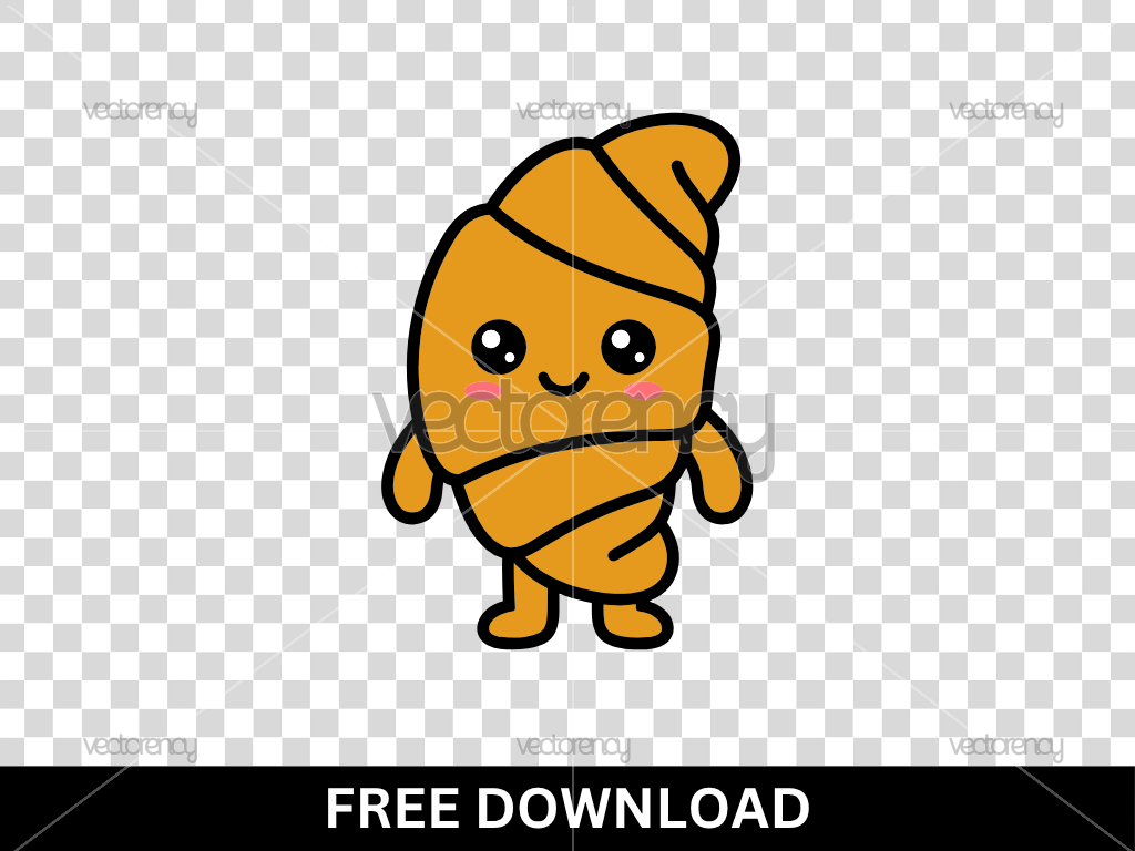 Free Kawaii Croissant SVG Cozy Cafe SVG