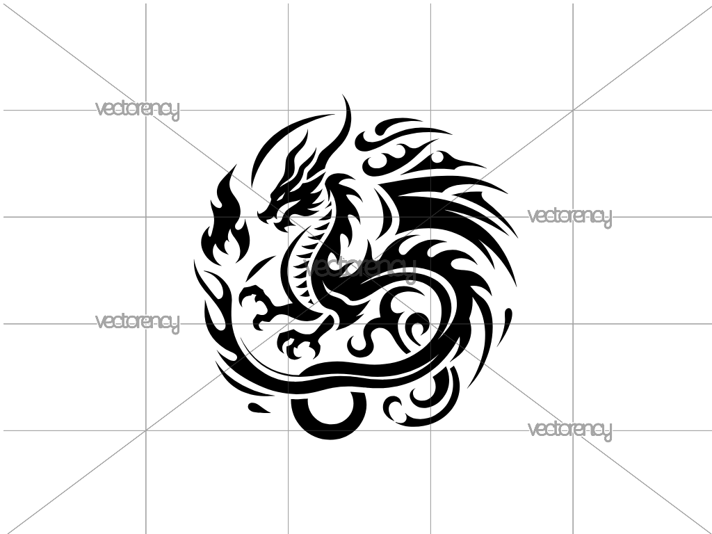 Tattoo Dragon Clipart SVG