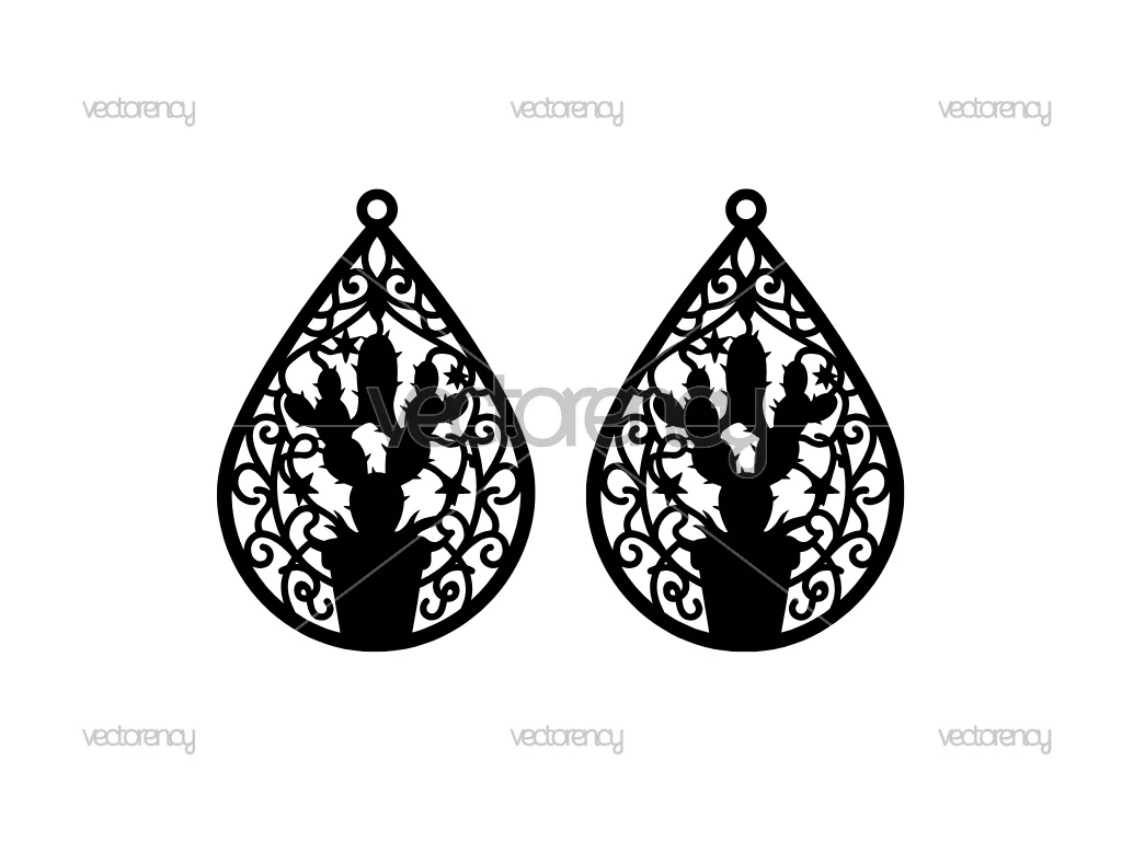 Cactus Earring SVG Cut File DXF