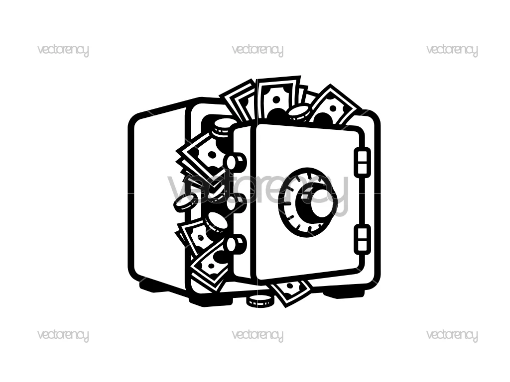 Safe Full of Money Vector Illustration Cartoon