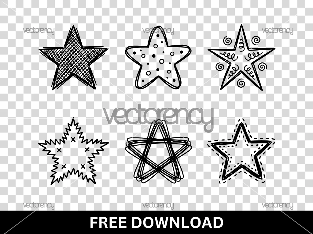 Doodle Art for Stars Clipart Free Download SVG