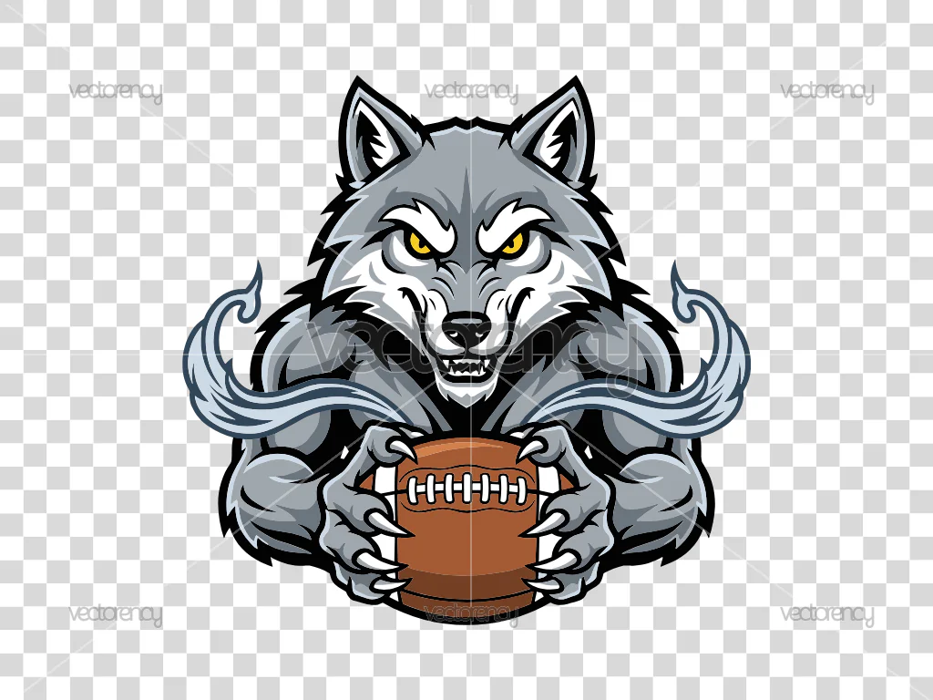 Wolf Mascot Football Design Vector PNG SPG EPS