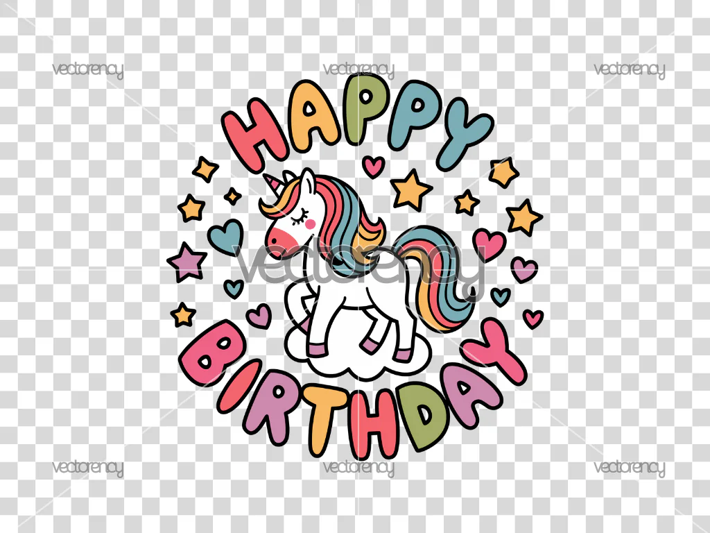 Happy Birthday Unicorn PNG HD Transparent