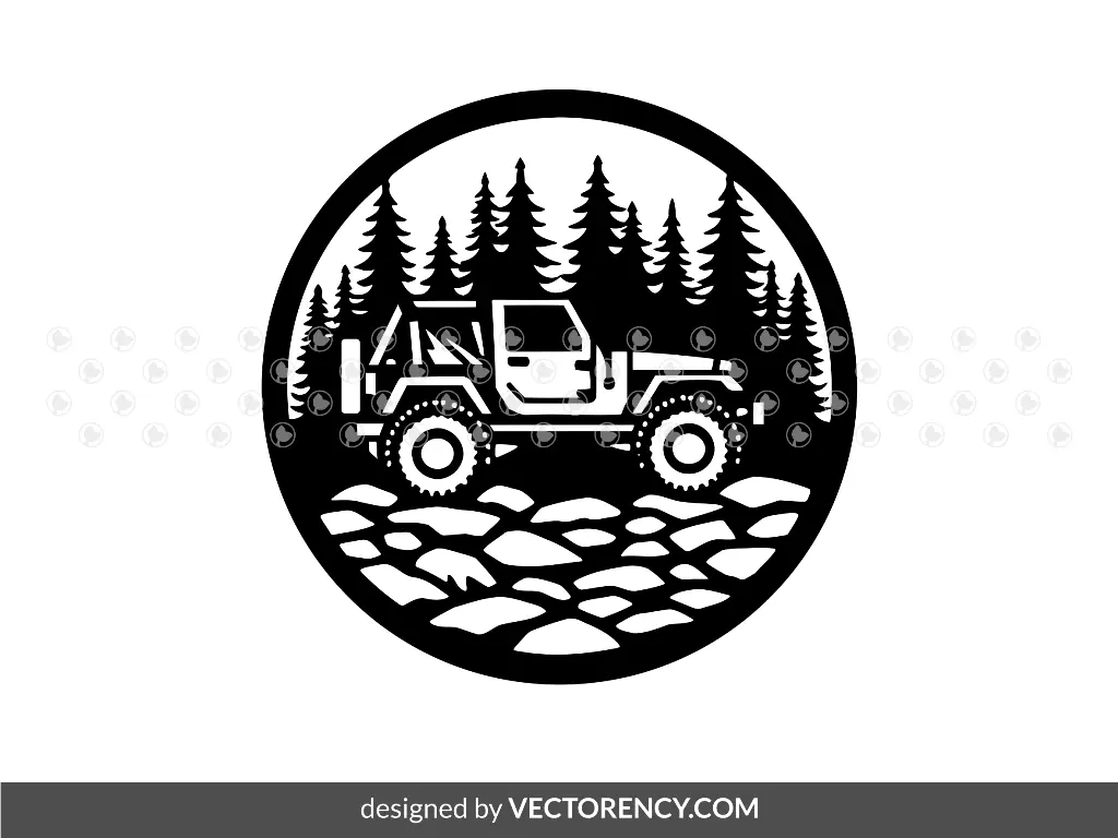 DXF Metal Laser Cut Stencil Jeep Adventure