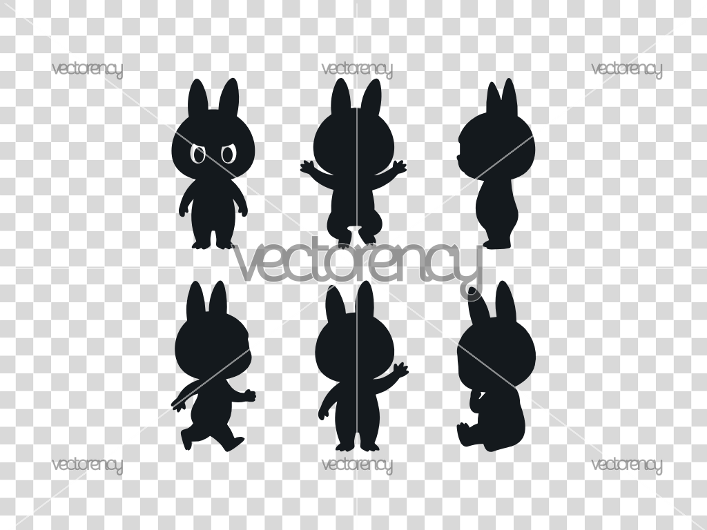 Labubu Silhouette Vector SVG EPS DXF