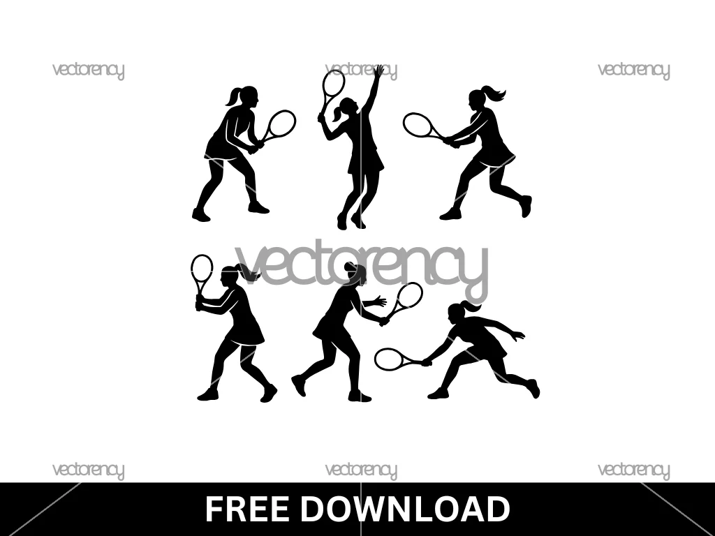 Tennis Action Silhouettes