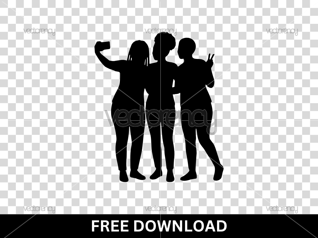 Silhouette Selfie African Women Friendship Vector SVG PNG