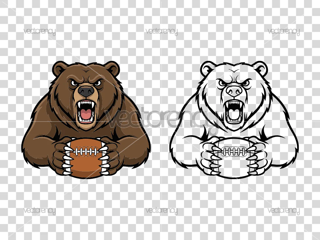 Angry Bear Football Mascot Design Team Logo Vector PNG