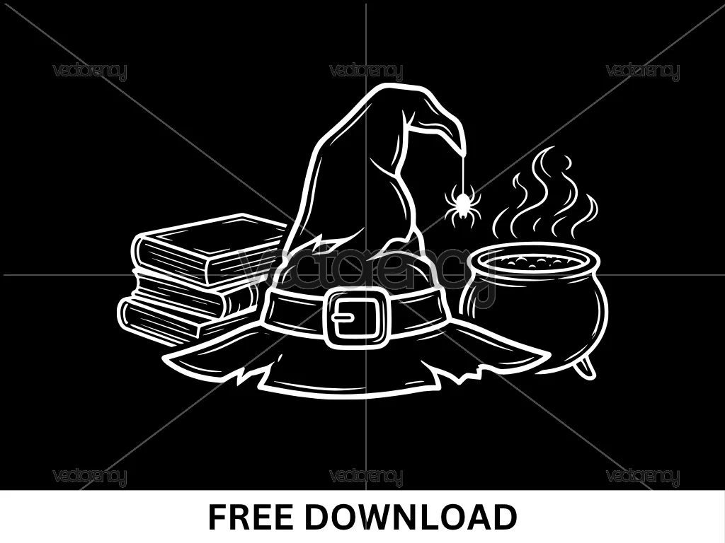 Wizards Hat Pencil Book School Halloween Vector File Free