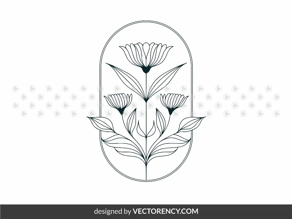 Outline Elegant Flower SVG