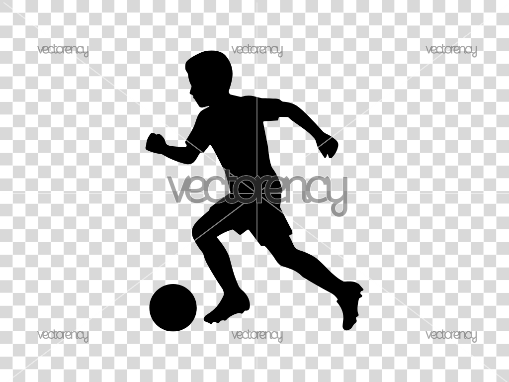 Kids Playing Soccer Silhouette