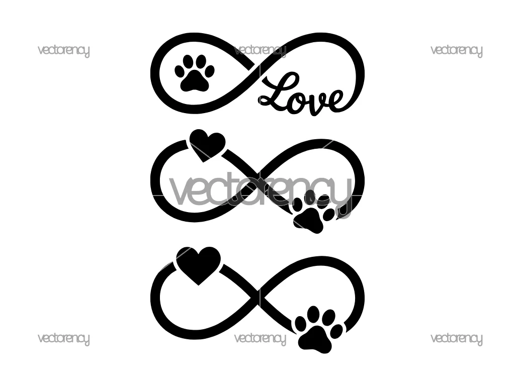 Infinity Love with Paw Print SVG Cricut Commercial Use