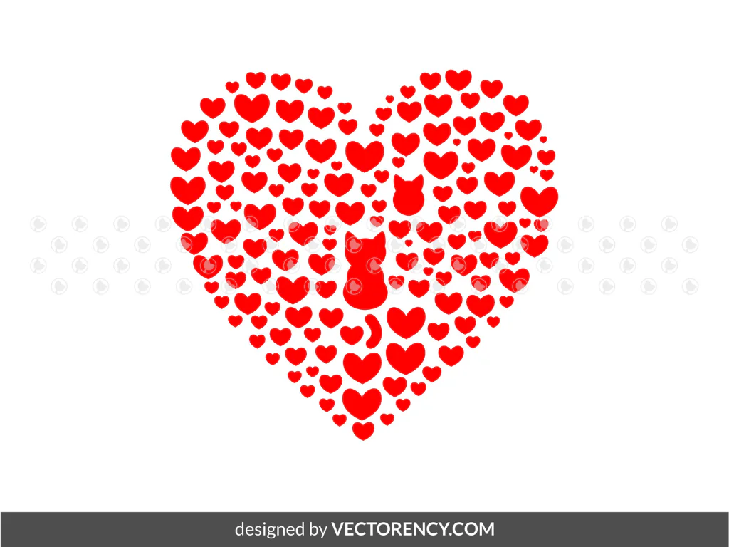 Love Heart Symbol Cat SVG Vector