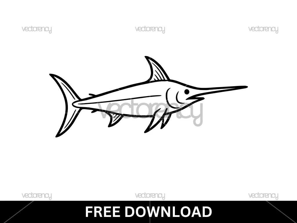 Free SVG Swordfish Clipart Outline