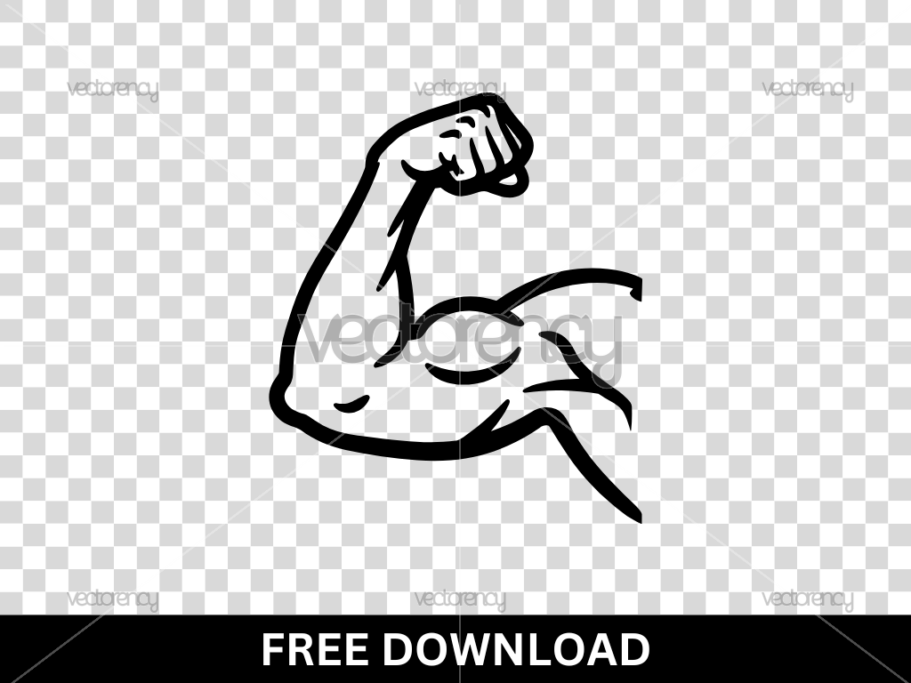 Muscle Arm SVG Free Download Outline