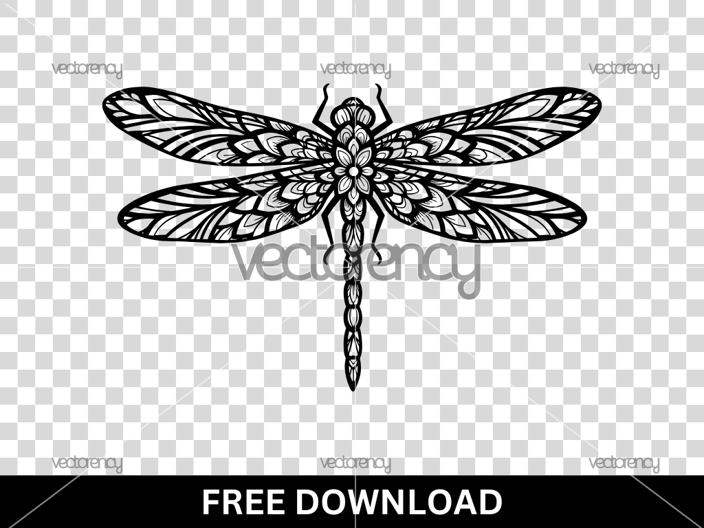 Mandala Dragonfly SVG Free for Laser Cutting
