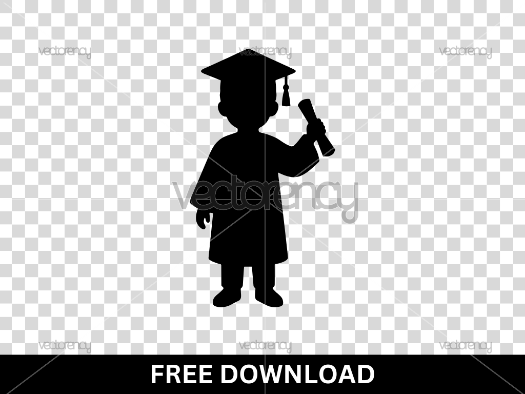 Kid Graduation Silhouette SVG Free