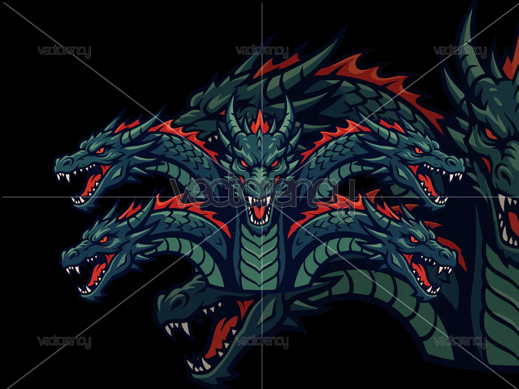 Dragon Hydra Logo Esport Mascot Design Vector