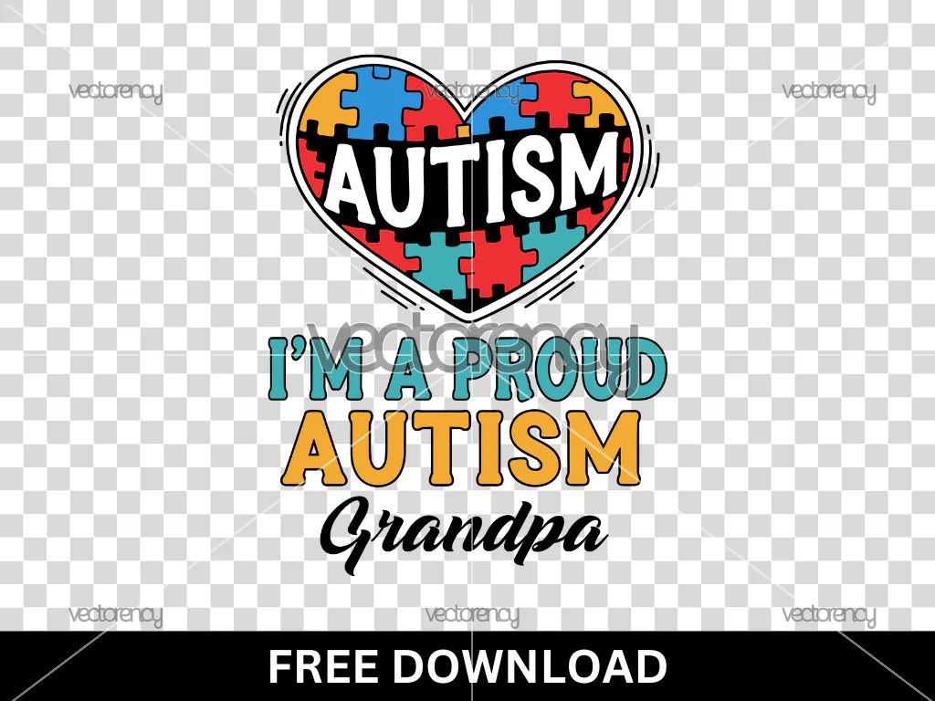 Proud Autism Grandpa Design Poster PNG Free Download
