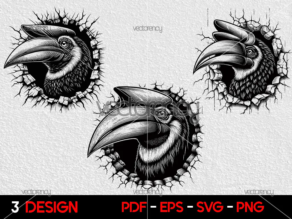 Hornbill SVG Bundle - Engraving, Sublimation, T-Shirt, Sticker, Mug, Tote Bag Design Gift Idea